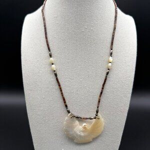 Mother of Pearl Thunderbird Necklace Southwest MOP Shell Carved Bird 18"